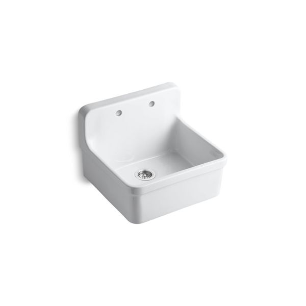 Kohler 22 in W x 24 in L x 17-1/2 in H, Farmhouse, Wall Mounted, Drop In, Vitreous China 12701-0