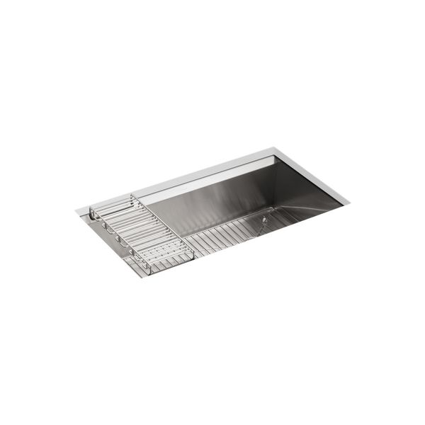 Kohler Degree 33" X 18" X 10" Under-Mount L, Undermount Mount, 0 Hole, Stainless Finish 3673-NA