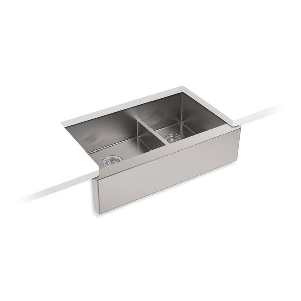 Kohler Strive(R) Self-Trimming(R) Smartdivide(R) 35-1/2" X 21-1/4" X 9-5/16" Under-Mount Large/Medium Double-Bowl Kitchen Sink With Tall Apron 5416-NA