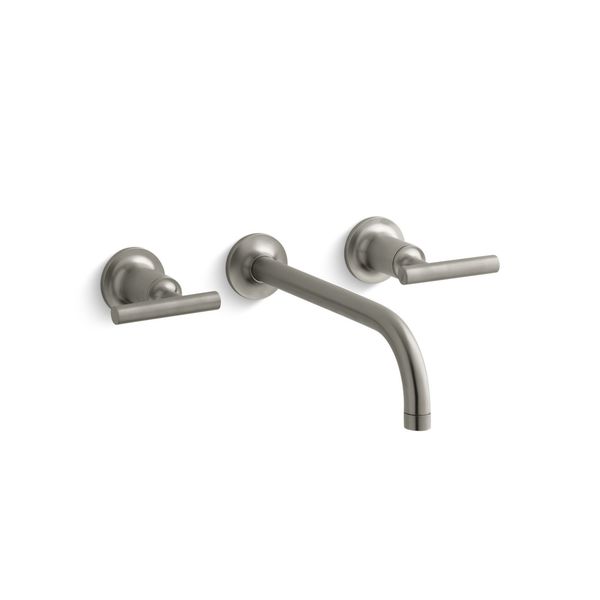 Kohler 8 in Mount, 3 Hole Purist Wall-Mount Bathroom Sink Fauce, Brushed Nickel T14414-4-BN