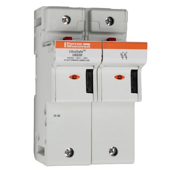 Mersen Fuse Holder, 125A Amp Range, 800V AC/1000V DC Volt Rating, 2 Poles, Pressure Plate L331164