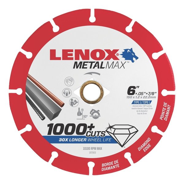 Irwin Lenox Metal Max Angle Grinder/Circular Saw Diamond Cutoff Wheel 4"X LEX1972923