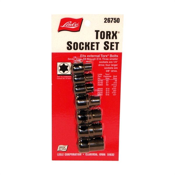 Lisle External Torx Socket Set, Torx(R), 8 pcs 26750
