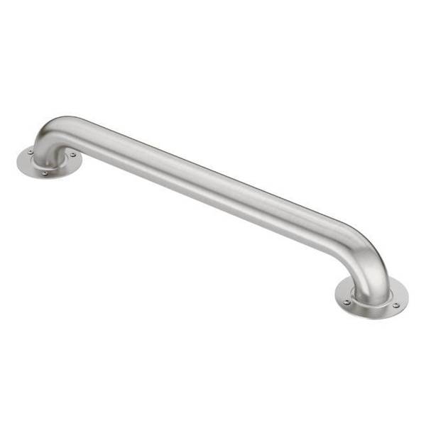 Moen 18" L, Vertical or Horizontal Bars, Stainless Steel, Exposed Screw 18" Grab Bar Satin Stainle LR7518