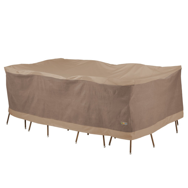 Duck Covers Elegant Swiss Coffee Patio Rectangle Table Set Cover, 140"x80"x32" LTO14080