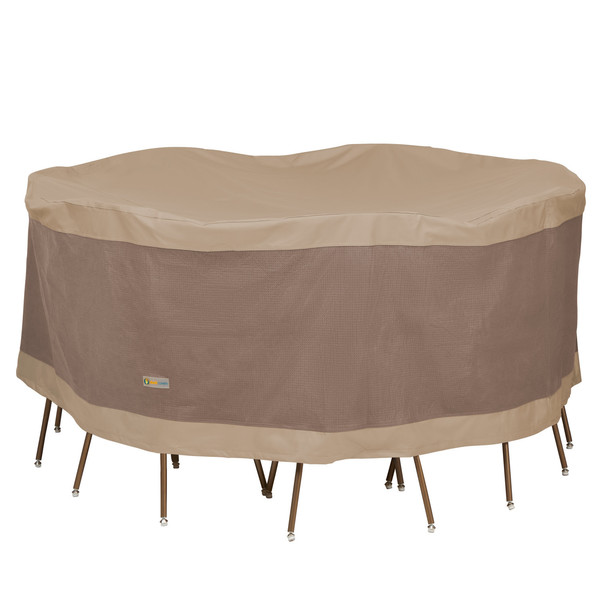 Duck Covers Elegant Swiss Coffee Patio Round Table Set Cover, 90" Dia x 29"H LTR09090