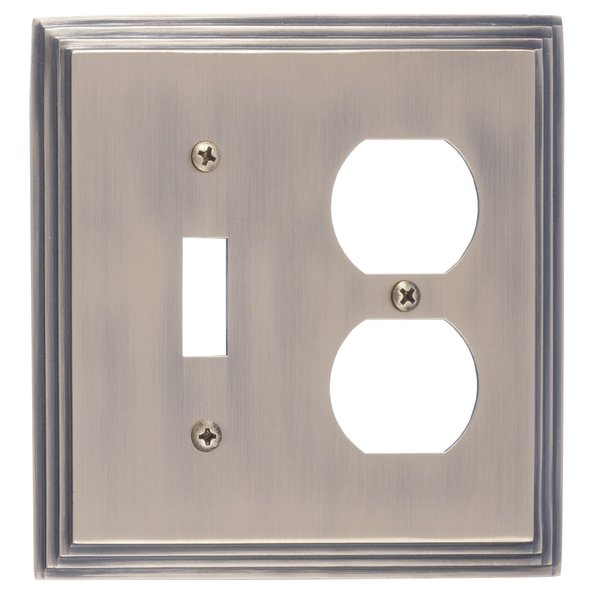 Brass Accents Classic Steps Double - 1 Switch/1 Outlet, Number of Gangs: 2 Antique Brass Finish M02-S2540-609