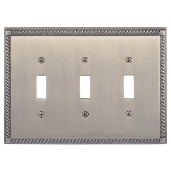 Brass Accents Georgian Triple Switch, Number of Gangs: 3 Antique Brass Finish M06-S8550-609