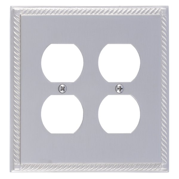Brass Accents Georgian Double Outlet, Number of Gangs: 2 Satin Nickel Finish M06-S8560-619