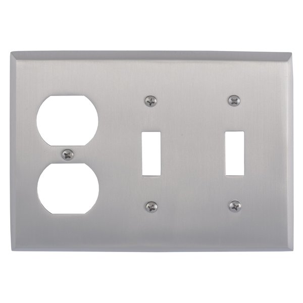 Brass Accents Quaker Triple - 2 Switch/1 Outlet, Number of Gangs: 3 Satin Nickel Finish M07-S4580-619