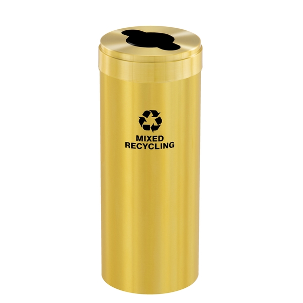 Glaro 15 gal Round Recycling Bin, Satin Brass M-1242BE-BE-M3