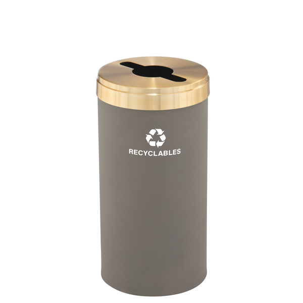Glaro 23 gal Round Recycling Bin, Nickel/Satin Brass M-1542NK-BE-M2