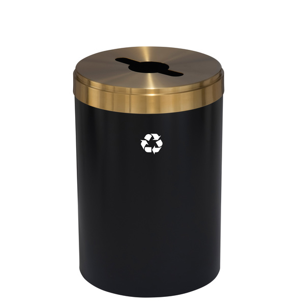 Glaro 33 gal Round Recycling Bin, Satin Black/Satin Brass M-2032BK-BE-M1
