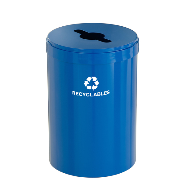 Glaro 33 gal Round Recycling Bin, Blue M-2032BL-BL-M2