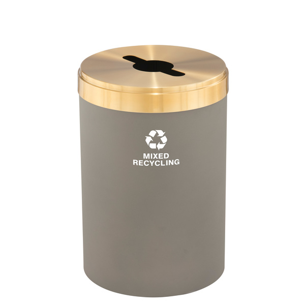 Glaro 33 gal Round Recycling Bin, Nickel/Satin Brass M-2032NK-BE-M3