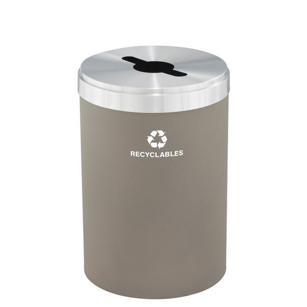 Glaro 41 gal Round Recycling Bin, Nickel/Satin Aluminum M-2042NK-SA-M2