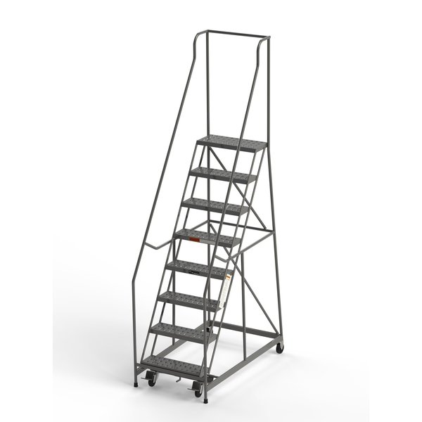 Ega Products Industrial Rolling Ladder, 8 Steps, 24"W Perforated Tread, 450 lbs. Capacity B8026HSU
