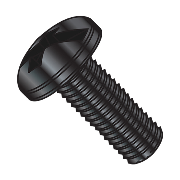 Zoro Select #8-32 x 3/8 in Combination Phillips/Slotted Pan Machine Screw, Black Oxide Steel, 10000 PK 0806MCPB