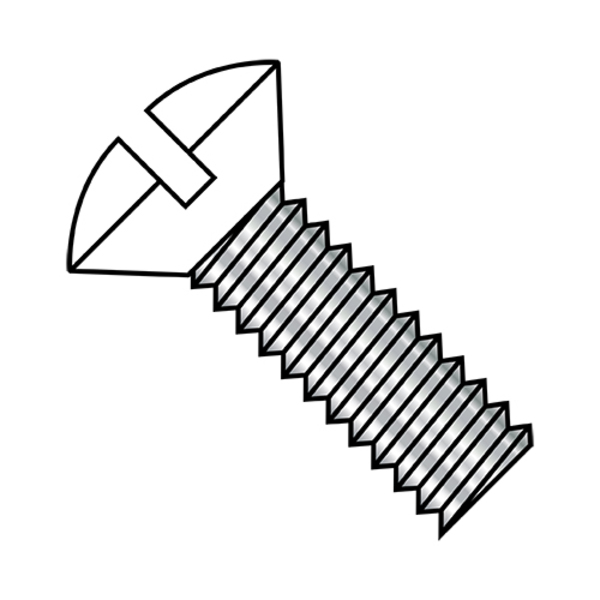 Zoro Select #6-32 x 1-1/4 in Slotted Oval Machine Screw, Zinc Plated Steel, 8000 PK 0620MSOWH