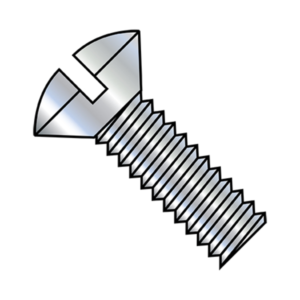 Zoro Select #6-32 x 1 in Slotted Oval Machine Screw, Zinc Plated Steel, 9000 PK 0616MSO