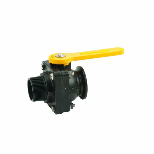 Banjo Manual 2-Way Ball Valve, Flange, Polypro MVSMT220FP