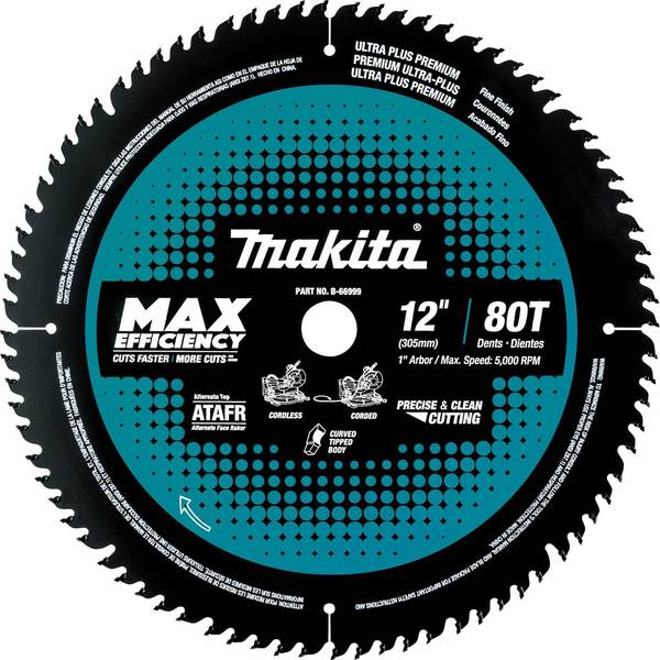 Makita Carbide-Tipped Max Efficiency Miter Saw Blade 80T 12" B-66999