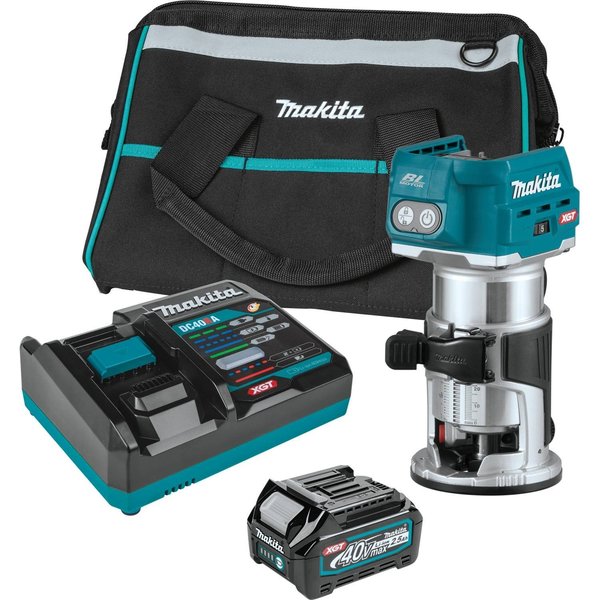 Makita Compact Router Kit, Brushless, 40V, 2.5 Ah GTR01D1