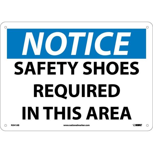 Nmc Notice Safety Shoes Required In This Are, 10 in Height, 14 in Width, Aluminum N341AB