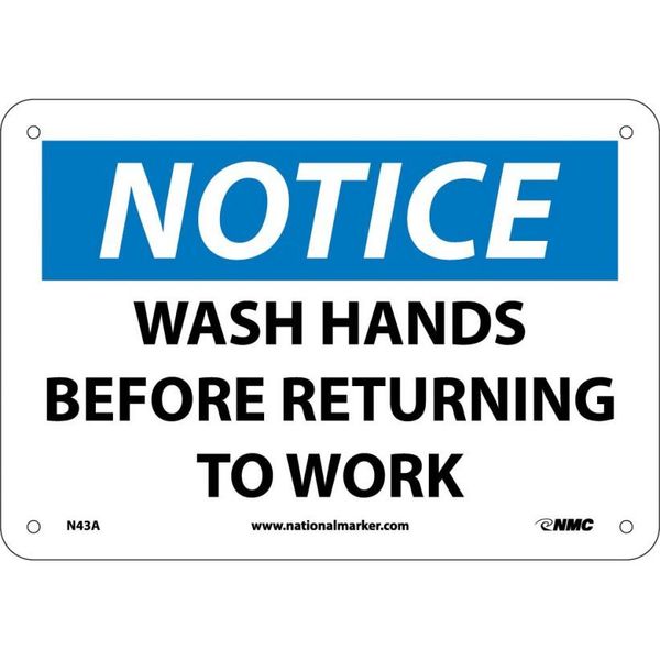 Nmc Notice Wash Hands Before Returning To Work Sign, N43A N43A