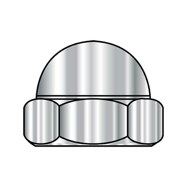 Zoro Select Low Crown Cap Nut, 3/8"-16, Stainless Steel, 0.432 in H, 300 PK 37NC188