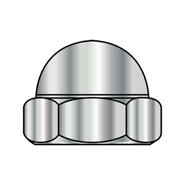 Zoro Select Low Crown Cap Nut, #8-32, Steel, Nickel Plated, 0.26 in H, 2000 PK 08NC