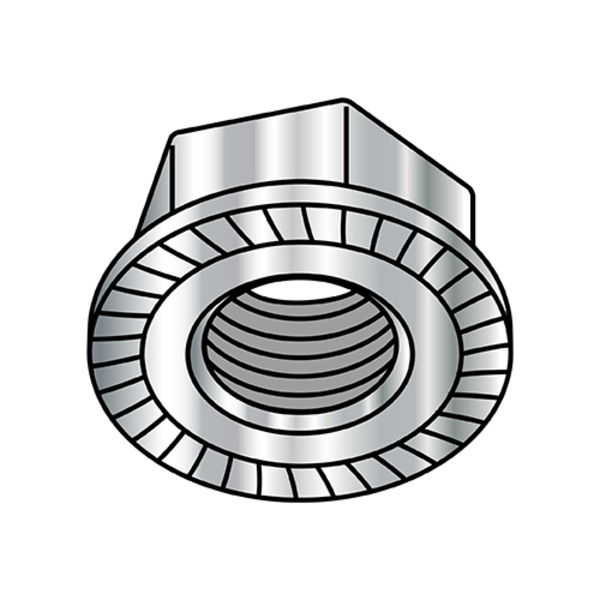 Zoro Select Flange Nut, #10-32, 18-8 Stainless Steel, Not Graded, Plain, 0.375 in Hex Wd, 0.13 in Hex Ht 11NR188