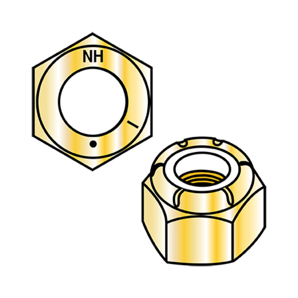 Zoro Select Lock Nut, 5/8"-11, Nylon, Grade 8, Yellow Zinc, 0.593 in Ht, 50 PK 62NS8