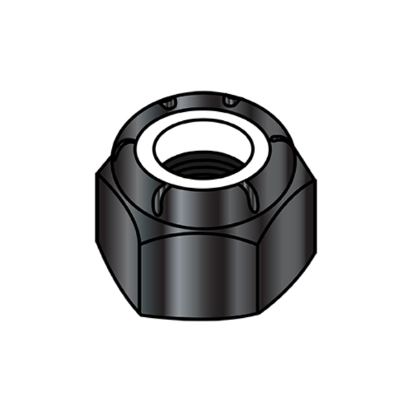 Zoro Select Lock Nut, #10-32, Nylon, Black Oxide, 0.14 in Ht, 2000 PK 11NSB