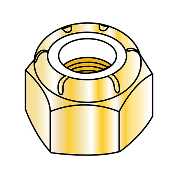 Zoro Select Lock Nut, 3/8"-16, Nylon, Yellow Zinc, 0.335 in Ht, 1000 PK 37NSY