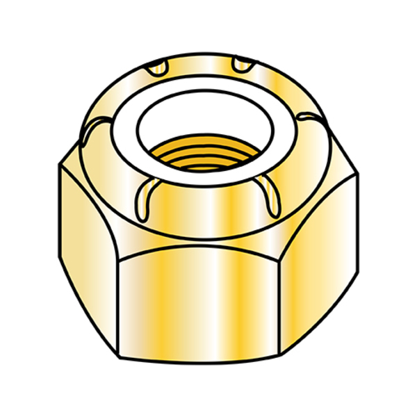 Zoro Select Lock Nut, 1/4"-20, Nylon, Yellow Zinc, 0.225 in Ht, 2000 PK 14NSY