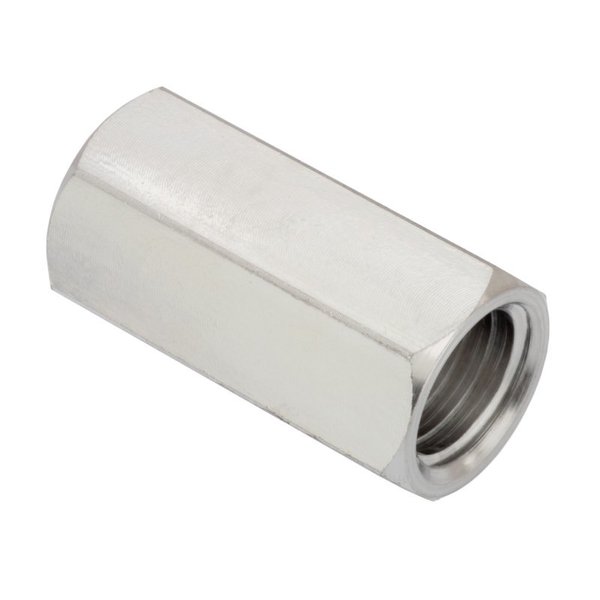 Ampg Coupling Nut, 1/2"-13, Aluminum, Plain, 1-1/4 in Lg, 5/8 in Hex Wd NUT6081213