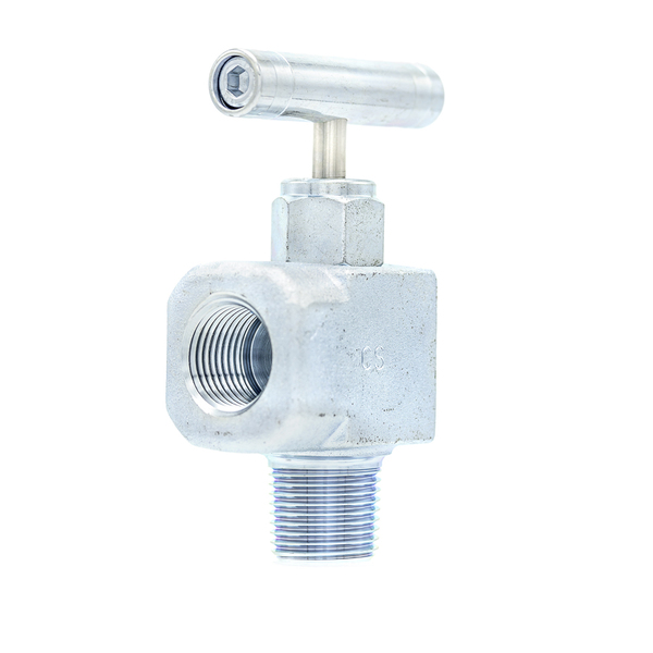 Pic Gauges Needle Valve, 1/2", MxFNPT, Angle, CS, 6K psi NV-CS-1/2-GS-90-MXF