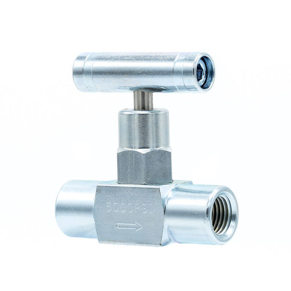 Pic Gauges Needle Valve, 1/4"FxF, Straight, CS, 6K psi NV-CS-1/4-GS-180-FXF