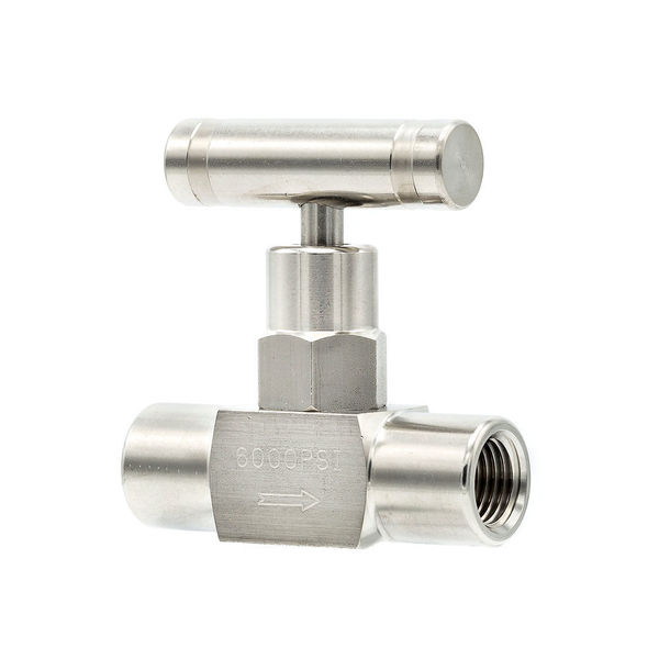 Pic Gauges Needle Valve, 1/4"FxF, Straight, SS, 6K psi NV-SS-1/4-GS-180-FXF