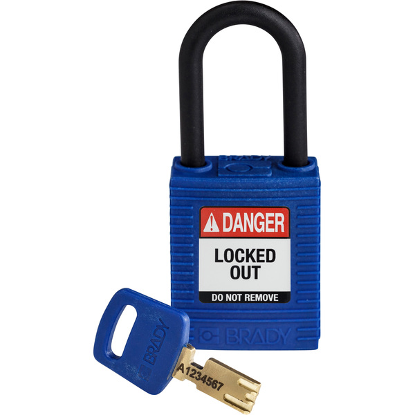 Brady Safekey Lockout Padlock Nylon Blue 1.5" Plastic NYL-BLU-38PL-KD