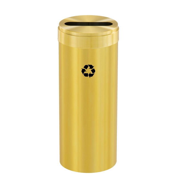 Glaro 15 gal Round Recycling Bin, Satin Brass P-1242BE-BE-P1