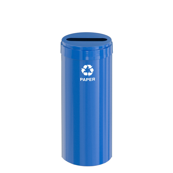 Glaro 15 gal Round Recycling Bin, Blue P-1242BL-BL-P2