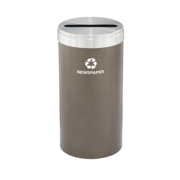 Glaro 16 gal Round Recycling Bin, Bronze Vein/Satin Aluminum P-1532BV-SA-P3