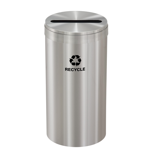 Glaro 16 gal Round Recycling Bin, Satin Aluminum P-1532SA-SA-P5