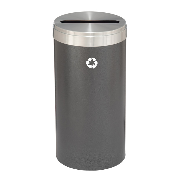 Glaro 23 gal Round Recycling Bin, Silver Vein/Satin Aluminum P-1542SV-SA-P1