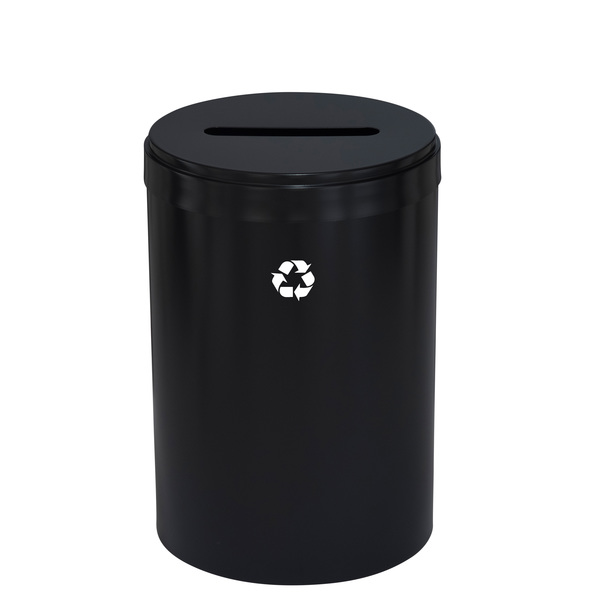Glaro 33 gal Round Recycling Bin, Satin Black P-2032BK-BK-P1