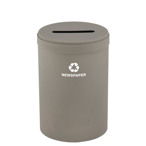 Glaro 33 gal Round Recycling Bin, Nickel P-2032NK-NK-P3