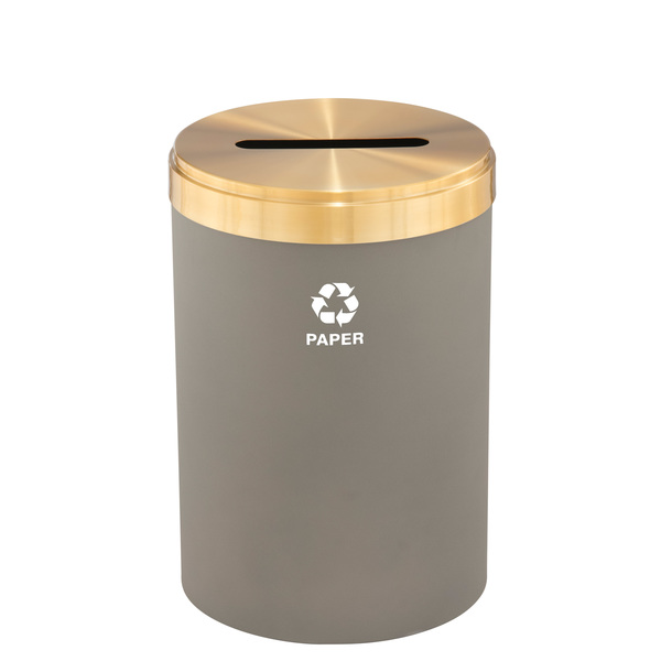 Glaro 41 gal Round Recycling Bin, Nickel/Satin Brass P-2042NK-BE-P2