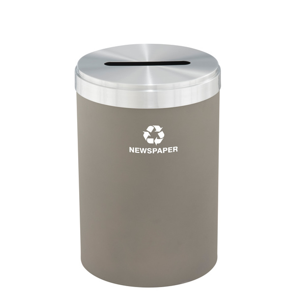 Glaro 41 gal Round Recycling Bin, Nickel/Satin Aluminum P-2042NK-SA-P3